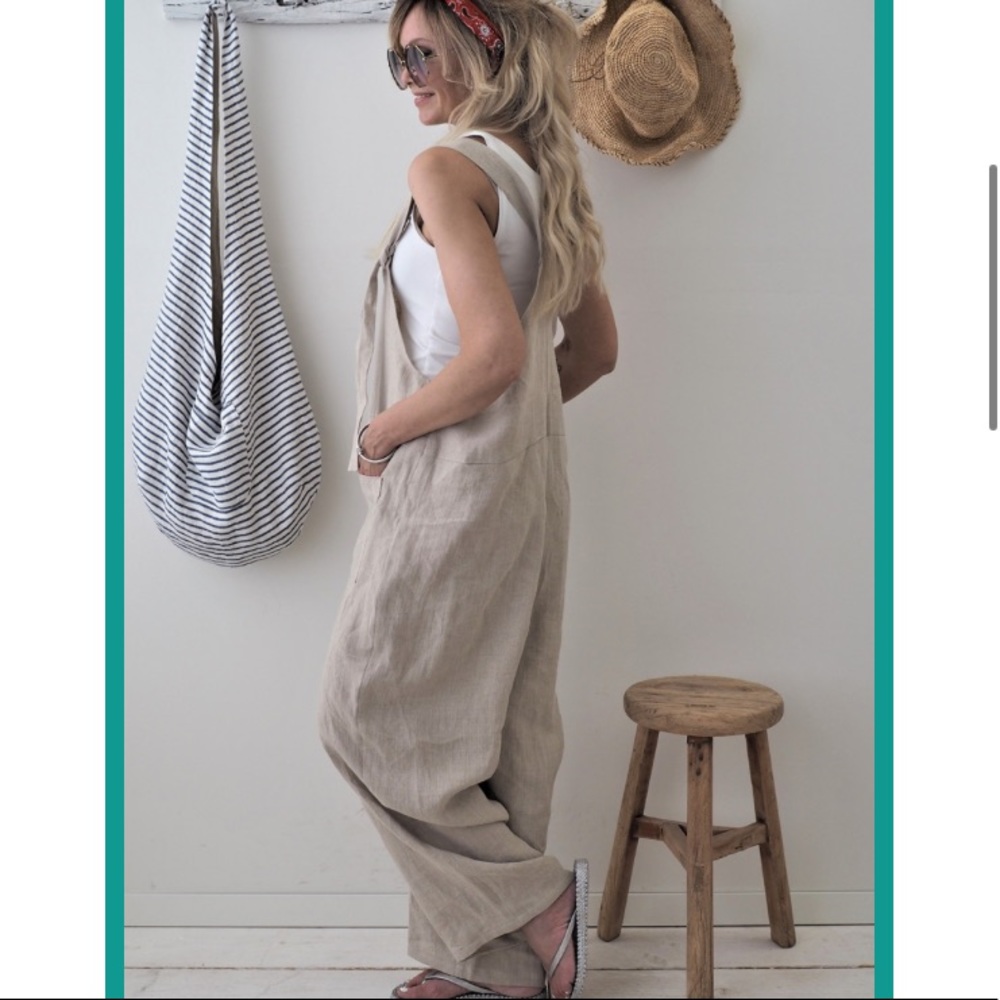 - - ❤️❤️❤️
 Linen tie suspender jumpsuit - Picture 4 of 4